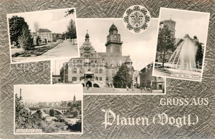 Plauen Vogtland Leninplatz Friedrich Ebert Bruecke Rathaus Platz der Roten Armee