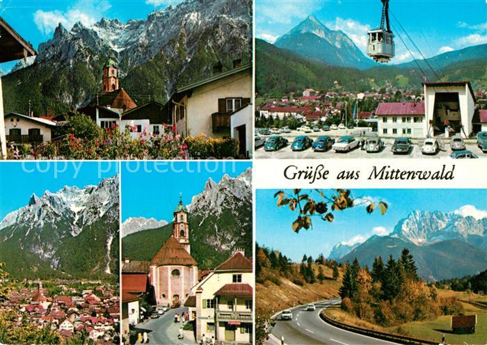 Mittenwald Bayern Ortsansichten Seilbahn Kirchen Panorama