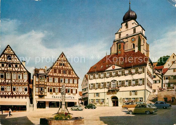 Herrenberg Wuerttemberg Marktplatz Rathaus Stiftskirche