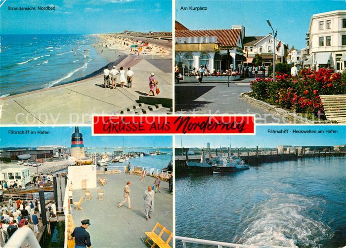 Norderney Nordseebad Kurplatz Faehrschiff Hafen Heckwellen