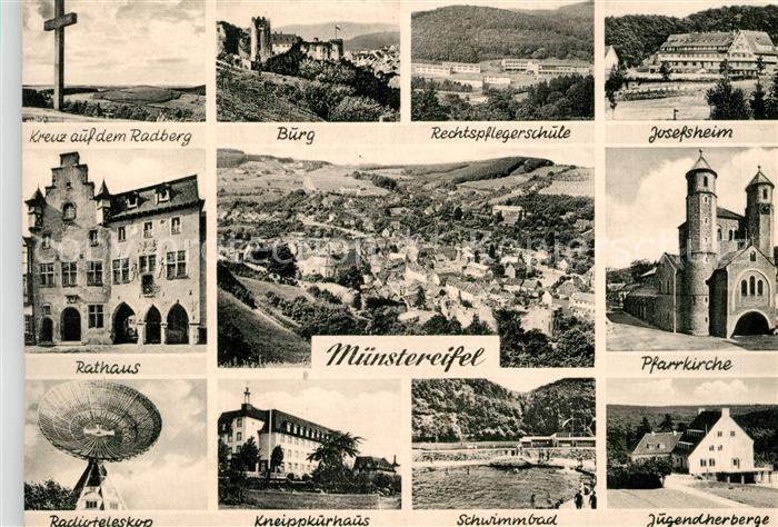 Muenstereifel Bad Rathaus Kreuz Radberg Burg Josefsheim Radioteleskop Kurhaus