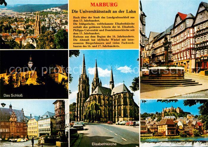 Marburg Lahn Schloss Elisabethkirche Marktbrunnen Rathaus