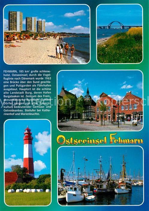 Fehmarn Strand Hochhaeuser Leuchtturm Stadtansicht