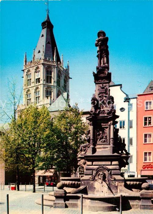 Koeln Rhein Altermarkt mit Jan von Werth Denkmal Rathausturm