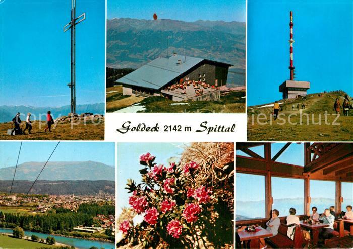 Spittal Drau Goldeck Gipfelkreuz Panorama Gipfelhaus Fernsehturm