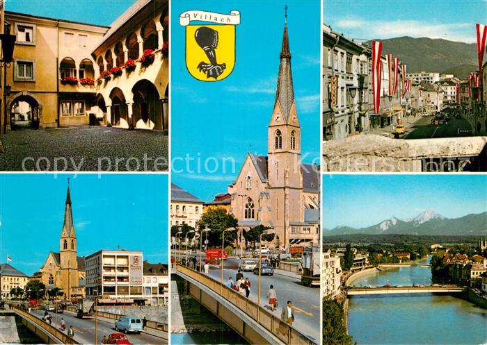 Villach Kaernten Hauptstrasse Bruecke Kirche