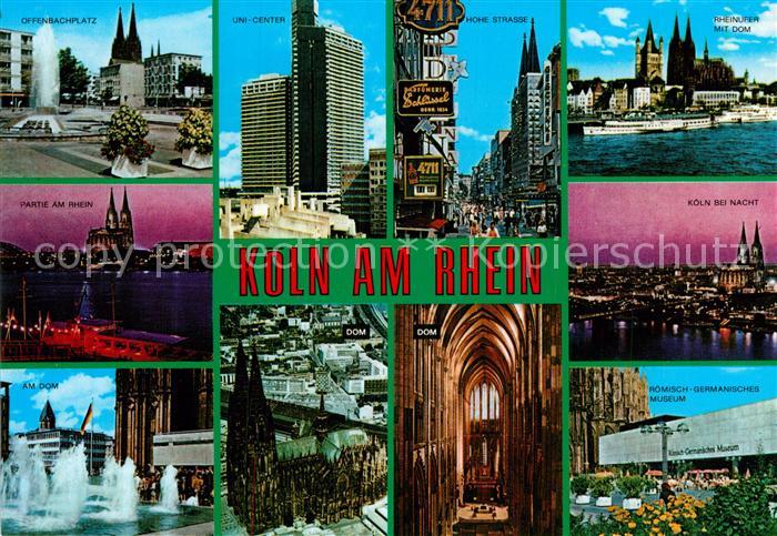 Koeln Rhein Nachtansicht Dom Rheinufer Offenbachplatz Museum