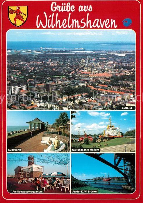 Wilhelmshaven Fliegeraufnahme Oelfangschiff Mellum Suedstrand Seewasseraquarium