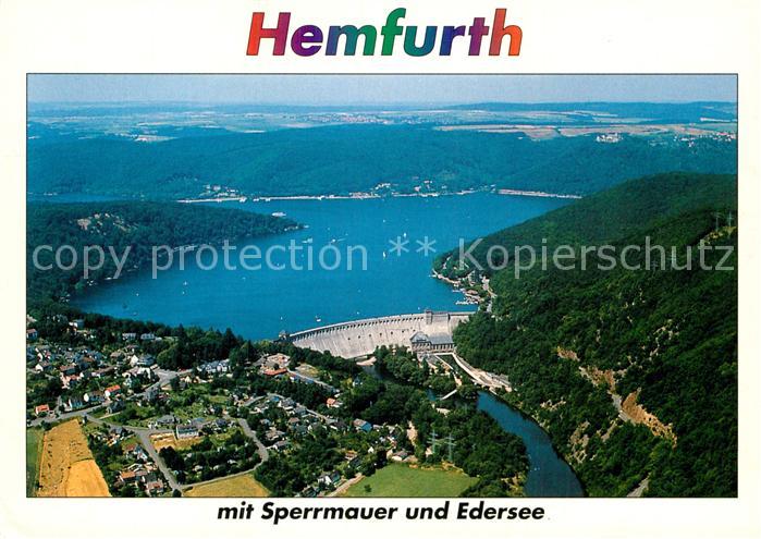 Hemfurth-Edersee Fliegeraufnahme Sperrmauer Edersee