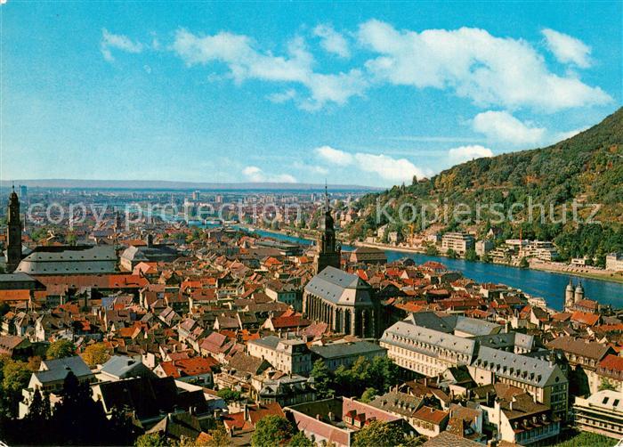 Heidelberg Neckar Blick vom Schloss zur Stadt