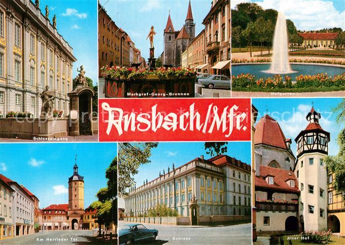 Ansbach Mittelfranken Hofgarten Markgraf Georg Brunnen Schlosseingang Herrieder