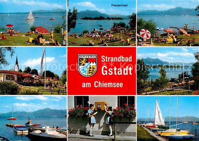Gstadt Chiemsee Fraueninsel See Hafen Teilansicht Strandbad