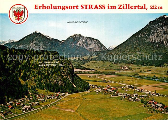 Strass Zillertal Fliegeraufnahme Karwendelgebirge Wallfahrtskirche Maria Brettfa