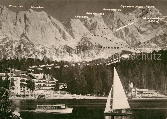 Eibsee Zugspitze Schneefernerhaus Segelboot Waxenstein