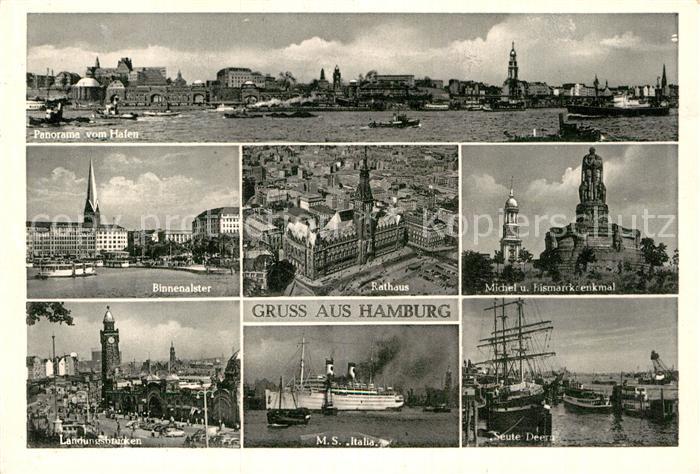 Hamburg Rathaus Michel Bismarckdenkmal M. S. Italia