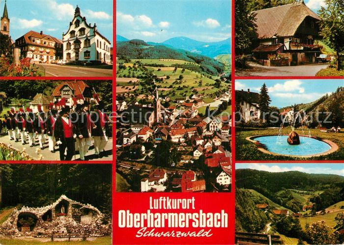 Oberharmersbach Rathaus Springbrunnen Festzug Grotte Panorama