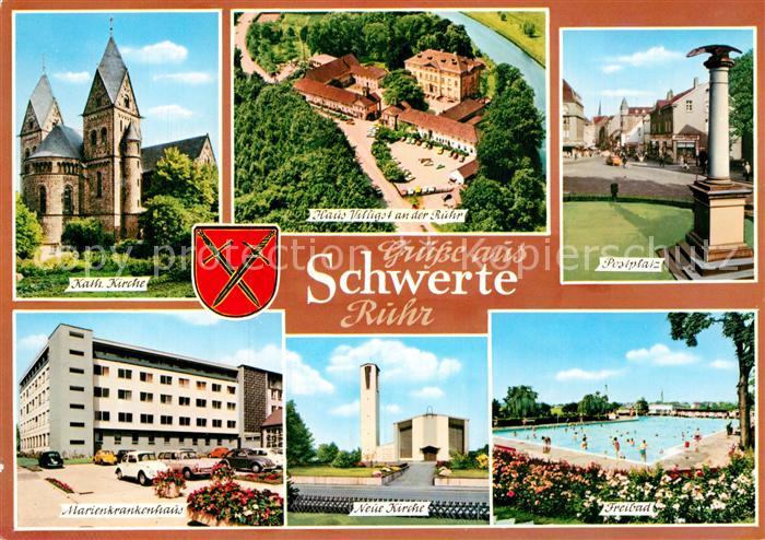 Schwerte Schwimmbad Postplatz Kirche Marienkrankenhaus