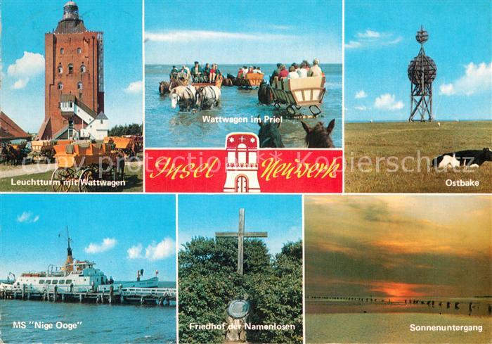 Neuwerk Cuxhaven Nordseebad Leuchtturm Wattwagen Ostbake MS Nige Ooge Friedhof N