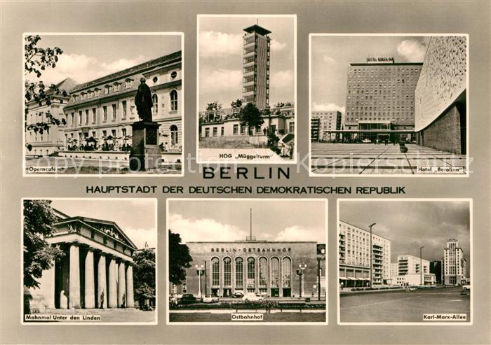 BERLIN  CITY Operncafe HOG Mueggelturm Hotel Berolina Mahnman Unter den Linden