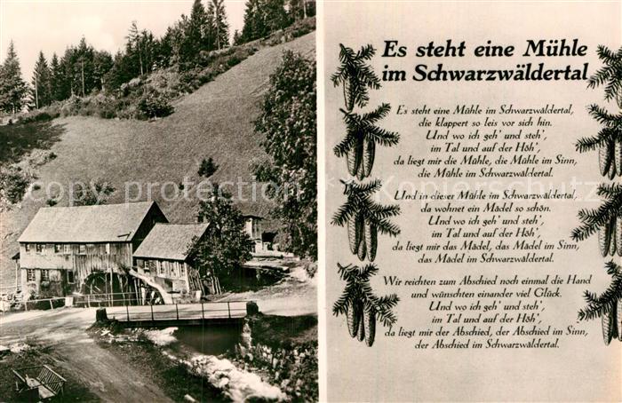 Liederkarte Es steht eine Mühle im Schwarzwälder Ta