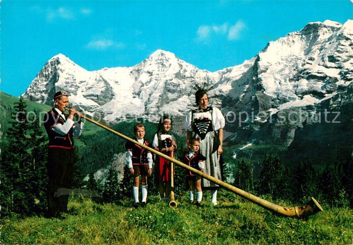 Alphorn Alphornblaeser Trachten Eiger Moench Jungfrau