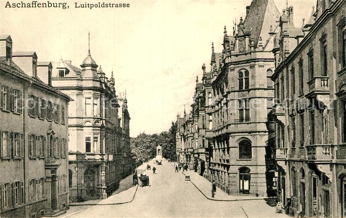 Aschaffenburg Main Luitpoldstrasse mit Ludwigsbrunnen um 1907