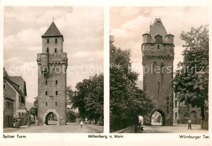 Miltenberg Main Spitzer Turm mit Wuerzburger Tor