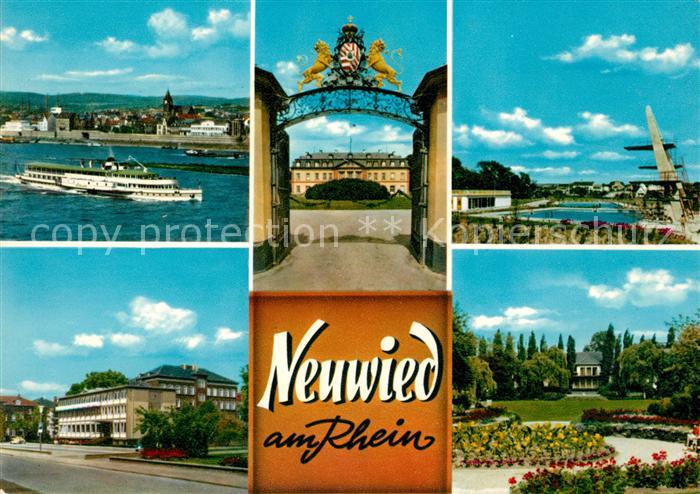 Neuwied Rhein Fahrgastschiff Schloss Schwimmbad Kurpark