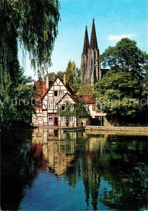 Soest Arnsberg Muehle am grossen Teich mit Wiesenkirche