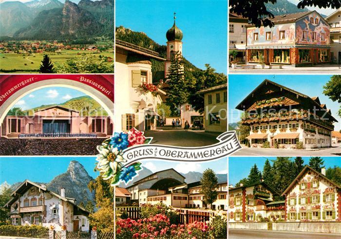 Oberammergau Panorama Passionsspiel Kirche Bemalte Haeuser