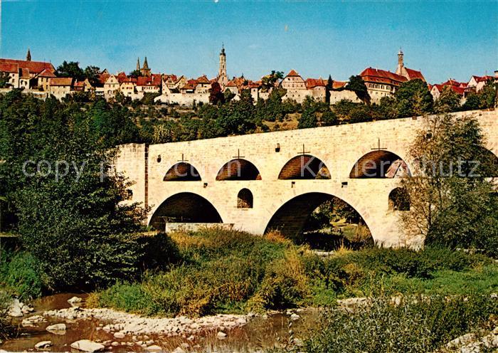 Rothenburg Tauber Doppelbruecke im Taubertal