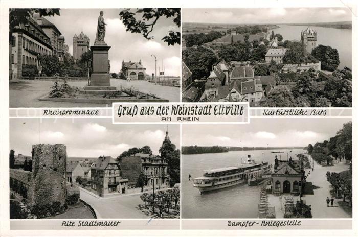 Eltville Rhein Rheinpromenade Kurfuerstl Burg Alte Stadtmauer Dampfer Anlegestel