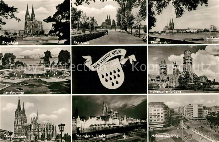 Koeln Rhein Dom Rheinpark Tanzbrunnen Hohenzollernbruecke Rheinufer Hohenzollern