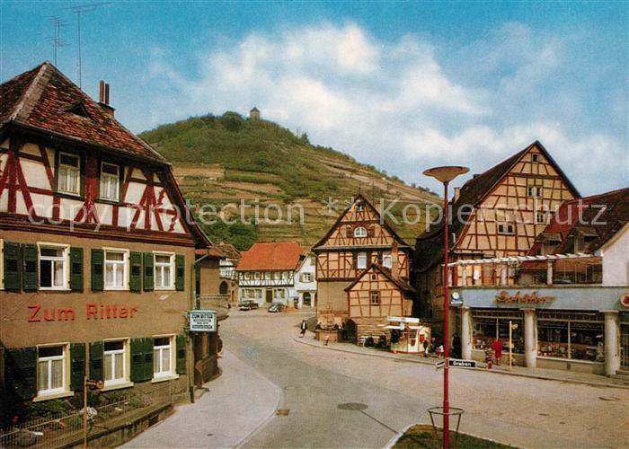 Heppenheim Bergstrasse Kleiner Markt mit Starkenburg