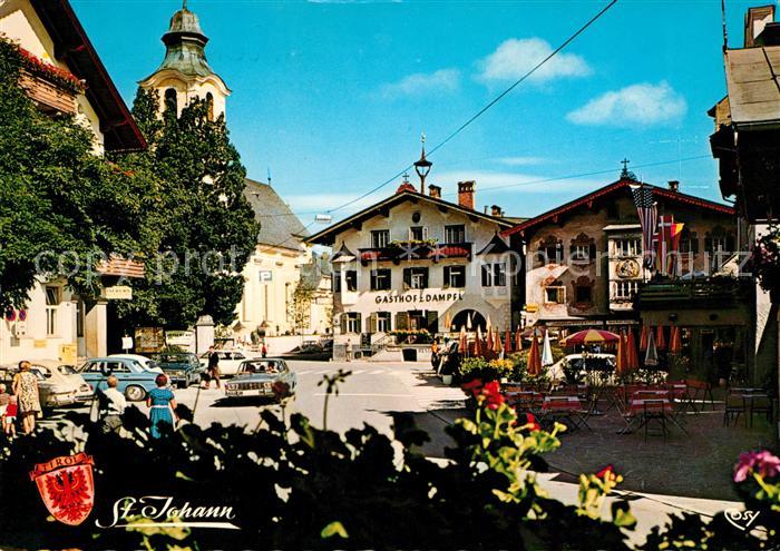 St Johann Tirol Dorfmotiv mit Gasthof zum Dampel