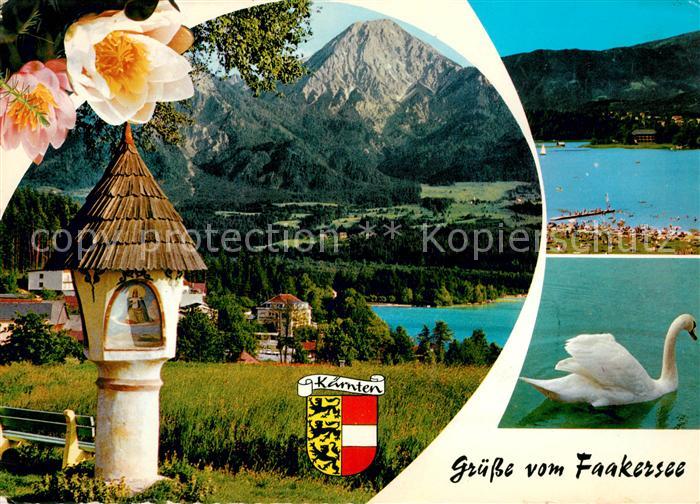 Faakersee mit Mittagskogel Bildstock Schwanenteich