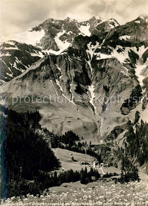 Schroecken Vorarlberg Bregenzwald mit Braunartspitze