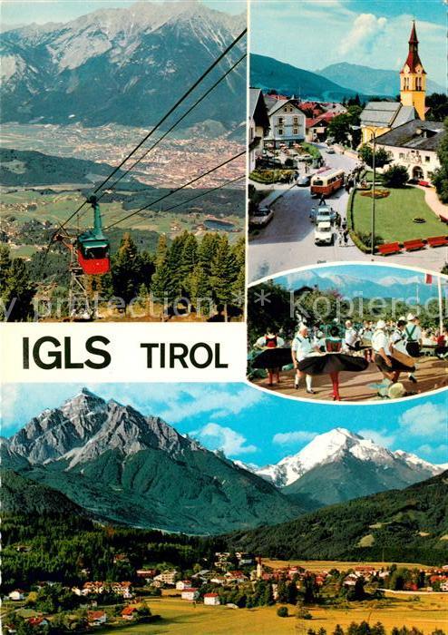 Igls Tirol Patscherkofelbahn Dorfplatz Volkstanz Igls mit Serles und Habicht