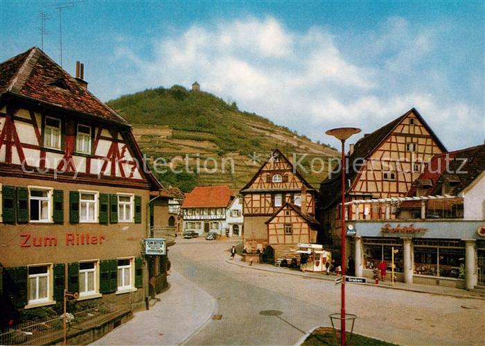 Heppenheim Bergstrasse Kleiner Markt mit Blick zur Starkenburg