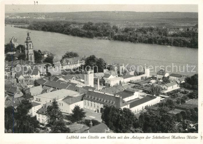 Eltville Rhein Fliegeraufnahme mit den Anlagen der Sektkellerei Matheus Mueller