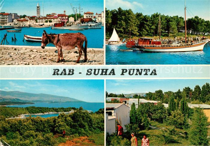 Rab Croatia Suha Punta Hafenpartie Esel Fahrgastschiff Panorama