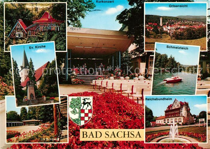 Bad Sachsa Harz Maerchengrund Ev Kirche Kurkonzert Ortsansicht Schmelzteich Kurp