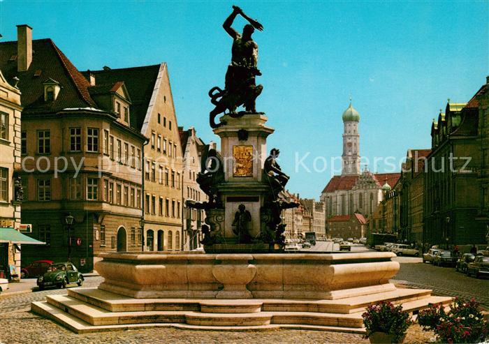 Augsburg Maximilianstrasse Herkulesbrunnen und St Ulrich