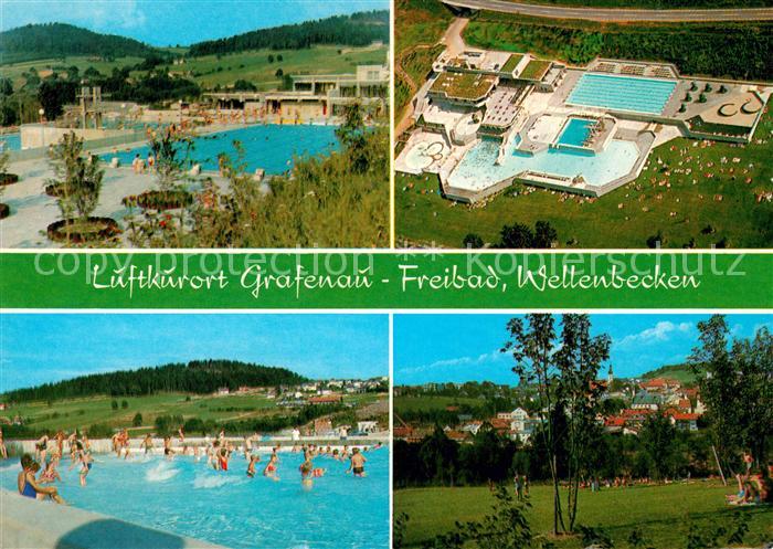 Grafenau Niederbayern Freibad Fliegeraufnahme Wellenbecken Ortsblick