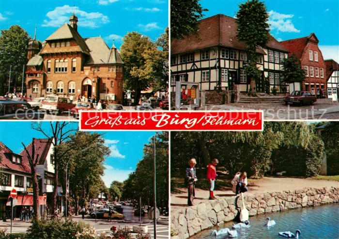 Burg Fehmarn Rathaus Gasthof Strassenpartie Schwanenteich