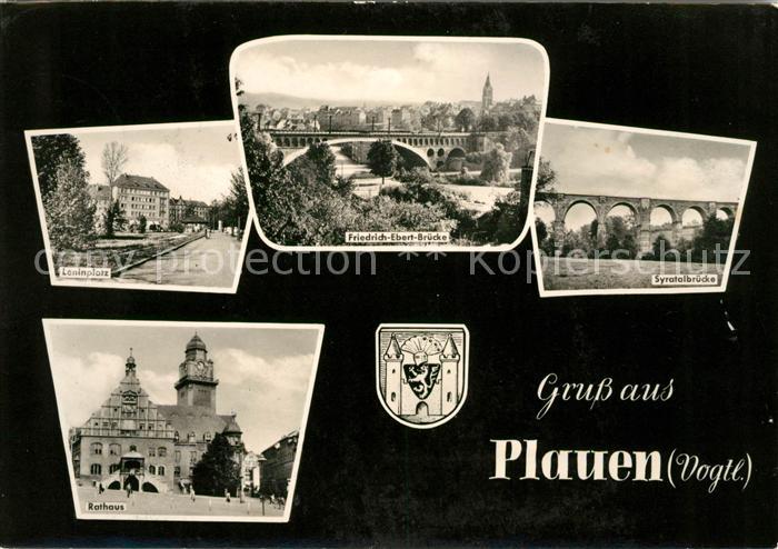 Plauen Vogtland Leninplatz Friedrich Ebert Bruecke Syratalbruecke Rathaus