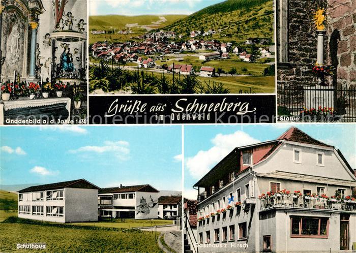 Schneeberg Unterfranken Gnadenbild Panorama Statue Schulhaus Gasthaus zum Hirsch