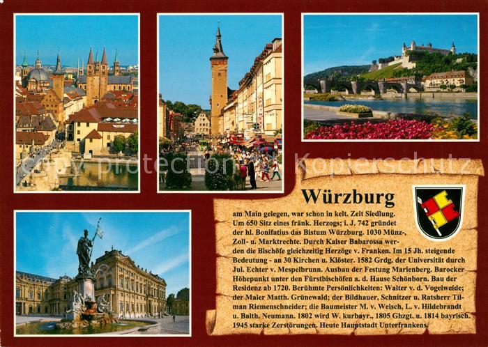 Wuerzburg Stadtblick Kirche Burg Residenz