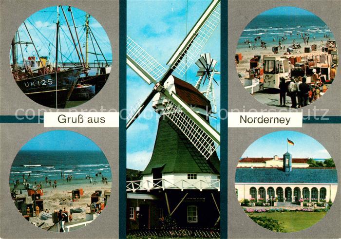 Norderney Nordseebad Fischkutter Strand Muehle Promenade Strandhotel