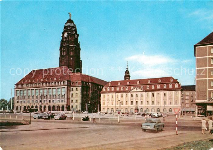DRESDEN Elbe Rathaus und Gewandhaus